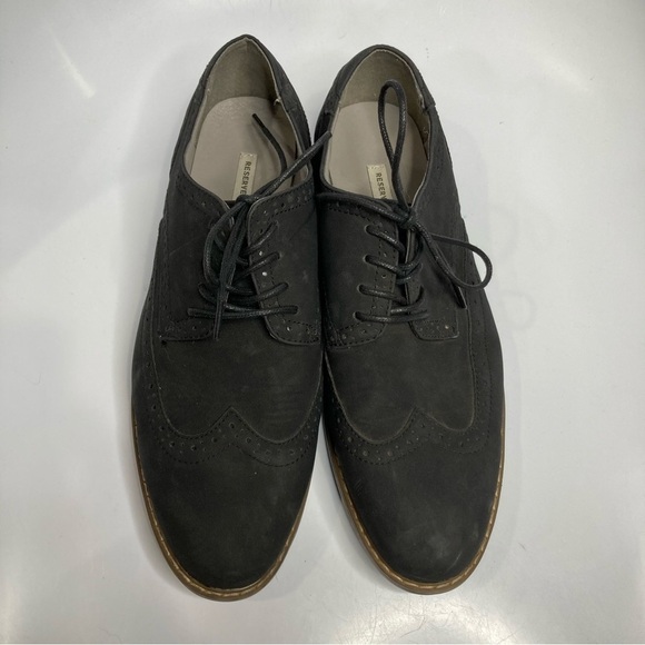 Reserved footwear wingtip shoes faux suede black size 9.5 - Picture 2 of 7